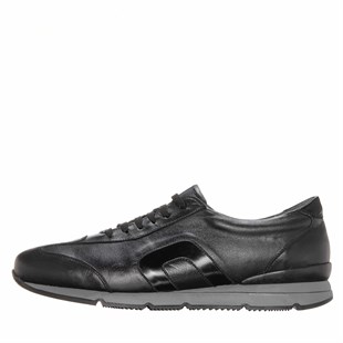 Costo shoesDeri Spor AyakkabılarUS833 Siyah Deri Deri Kauçuk Tabanlı Büyük Numara Spor Ayakkabı