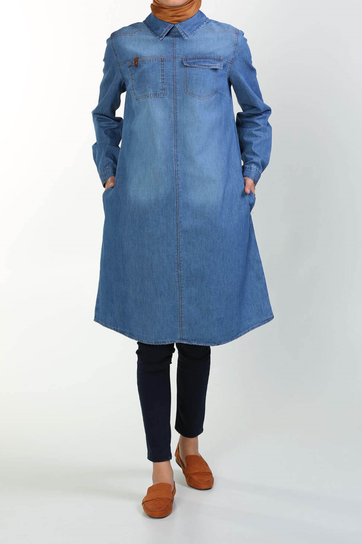 Kot Gömlek Tunik - Mavi - Allday | Hijab-Kleidung Elifcem
