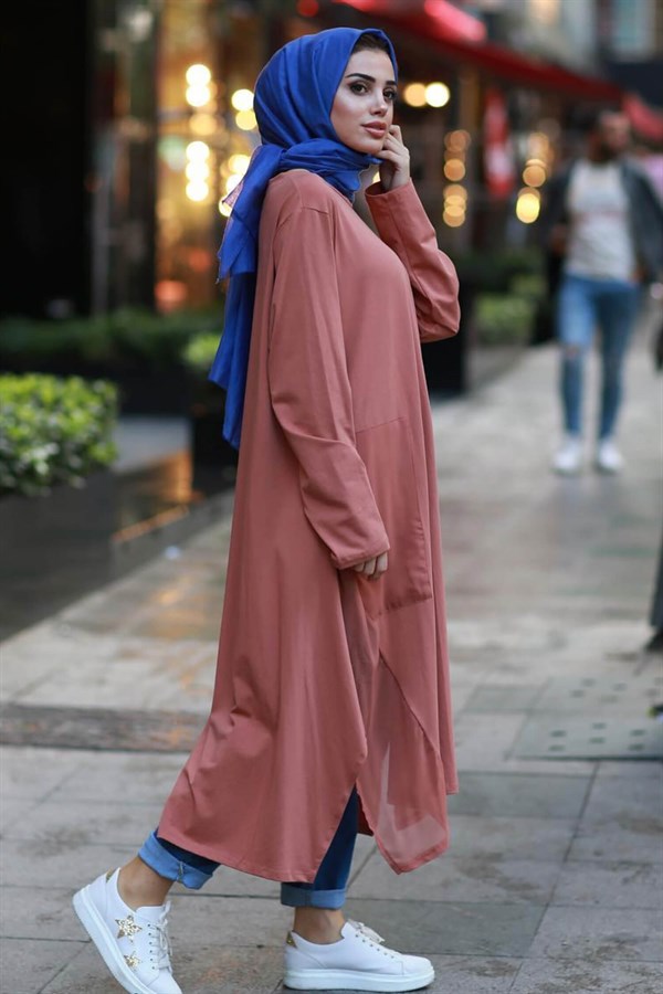 Salaş Kesim Pamuklu Tesettür Elbise - Tarçın - Aquami - Hijab Elifcem.com
