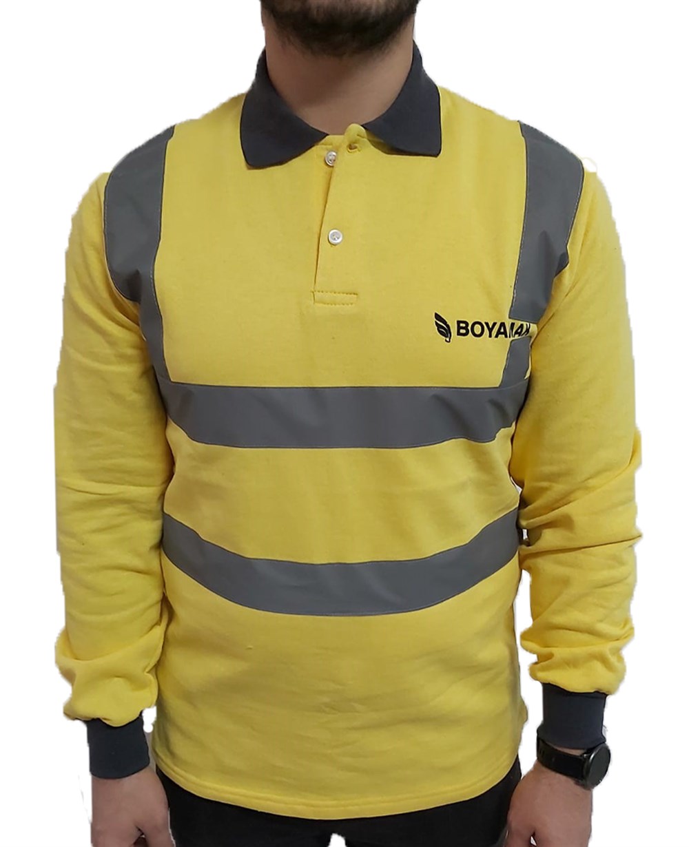 Reflektörlü Polo Yaka Uzun Kol Tshirt