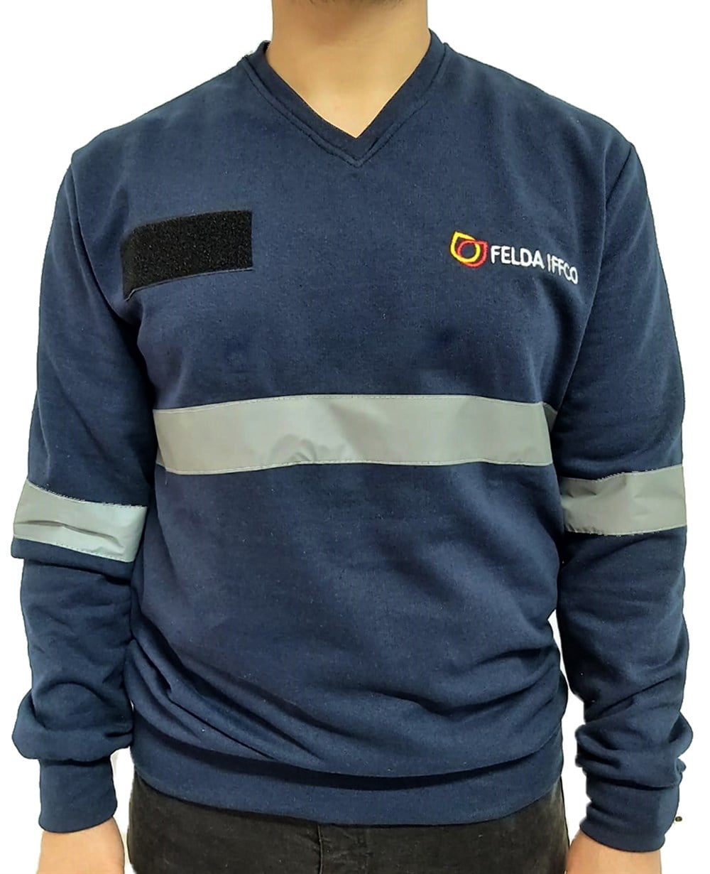 V Yaka Reflektörlü Sweatshirt