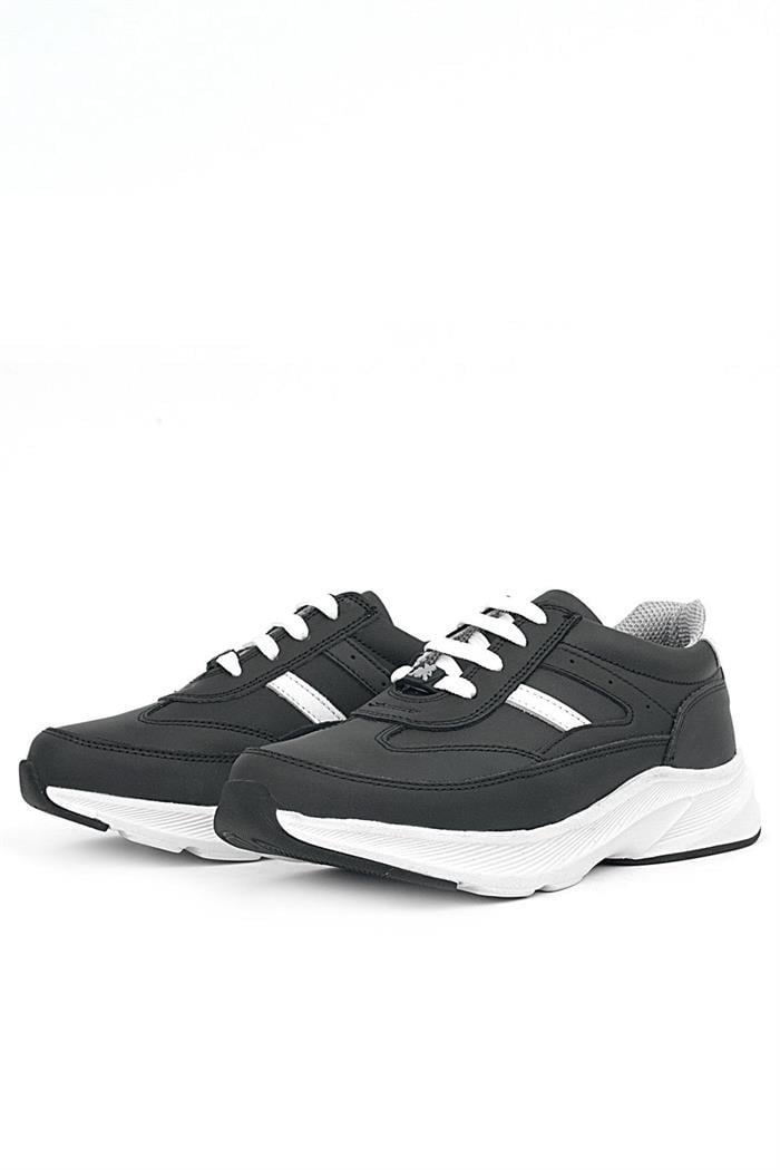 Rakerplus Siyah Hakiki Deri Cırtlı Erkek Çocuk Sneaker Ayakkabı
