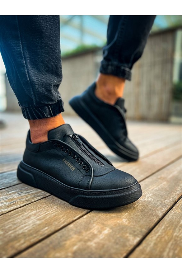 CH092 GST Zip Style Siyah Siyah Erkek Ayakkabı