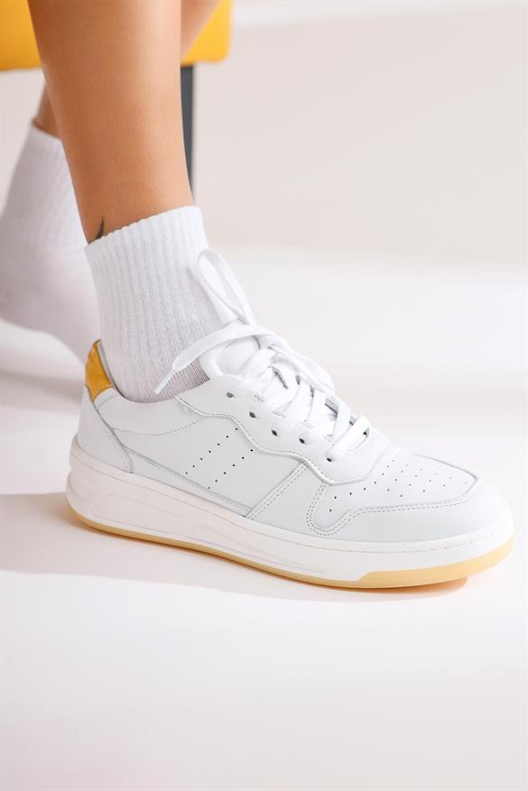 Hakiki Deri Vasty Beyaz Sneakers Spor Ayakkabı