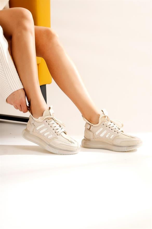 Nerissa Bej Taş Detaylı Sneakers Spor Ayakkabı