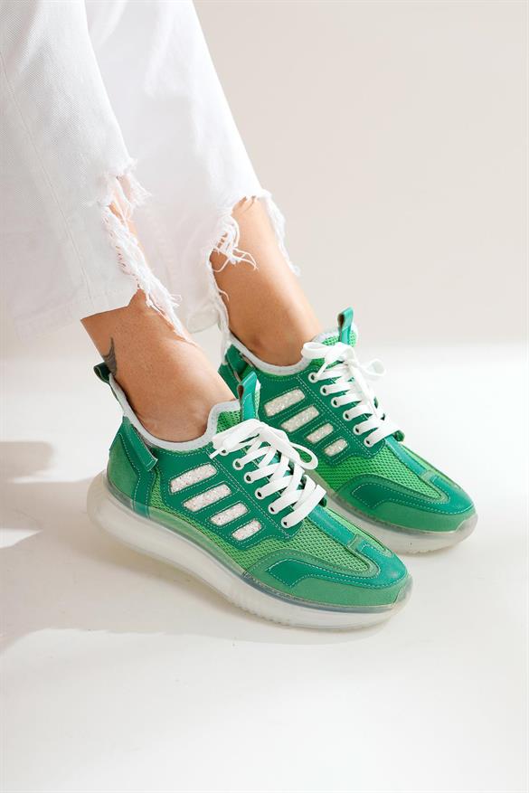 Nerissa Yeşil Taş Detaylı Sneakers Spor Ayakkabı