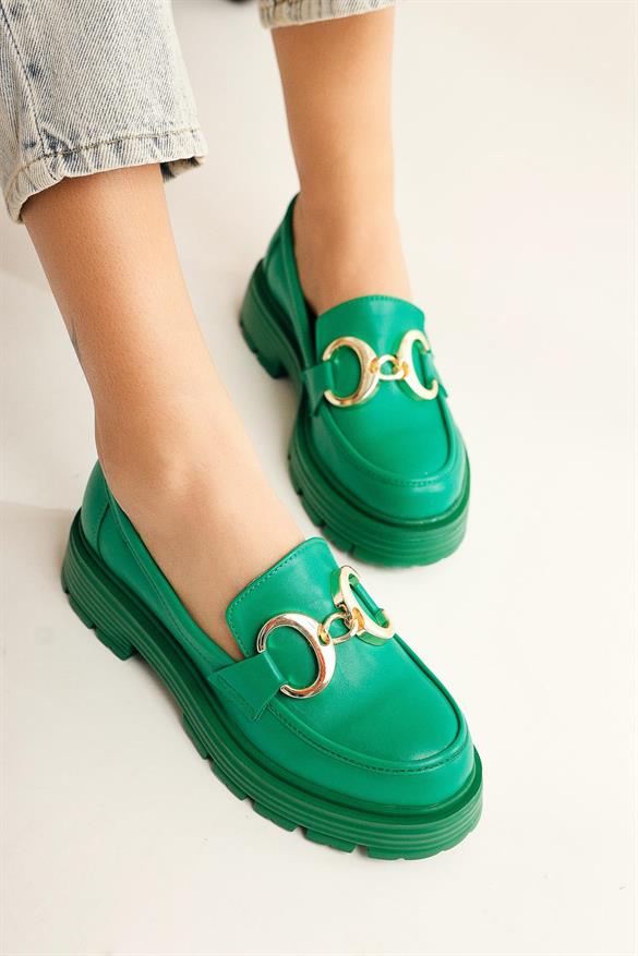 Renia Yeşil Toka Detaylı Oxford Ayakkabı