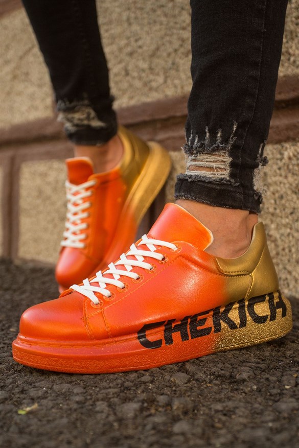 Chekich Turuncu Sarı Chekich Baskılı Erkek Bağcıklı Sneaker