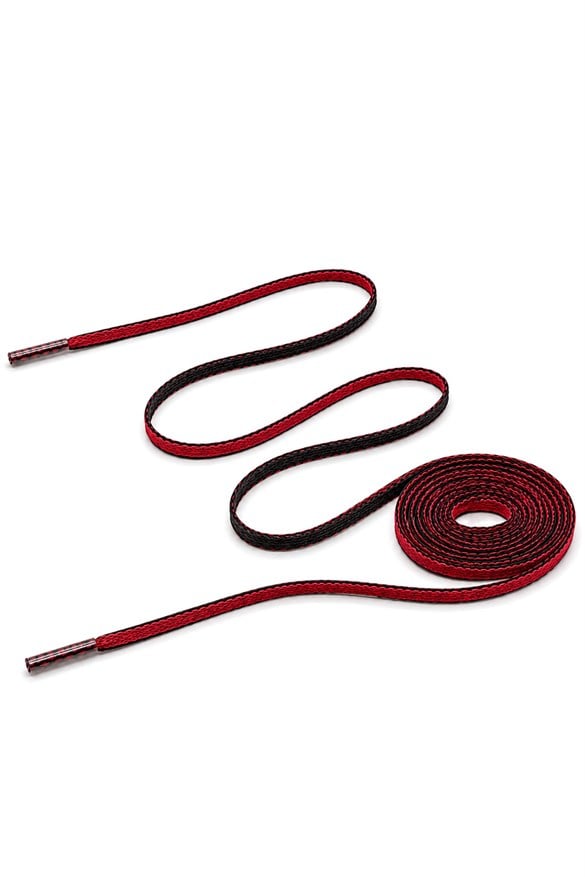 80 cm Kırmızı Siyah 5 MM Yassı Mumlu Ayakkabı Bağcığı