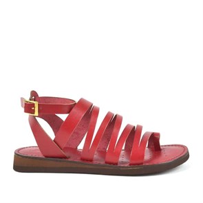 Kadın Terlik & Sandalet Hakiki Deri Kırmızı Kadın Bodrum Sandalet B816-KRMZ