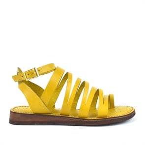 Kadın Terlik & Sandalet Hakiki Deri Sarı Kadın Bodrum Sandalet B816-SA