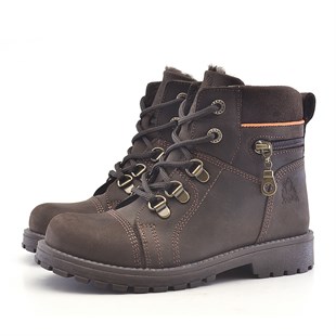 Rakerplus Minotor Hakiki Deri Fermuarlı Kışlık Çocuk Bot