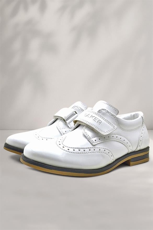 Rakerplus Beyaz Rugan Cırtlı Klasik Erkek Çocuk Ayakkabı 3060-BR-C.26