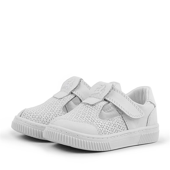 Rakerplus Bheem Hakiki Deri Beyaz Cırtlı Bebek Sneaker Sandalet