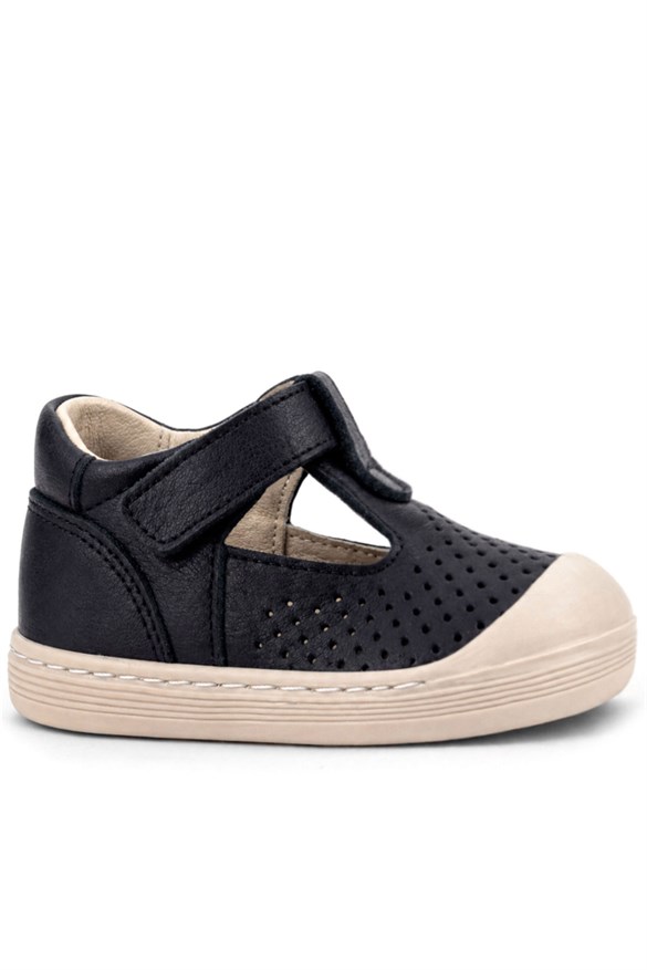 Rakerplus Shaun Hakiki Deri Siyah Cilt Cırtlı Anatomik Bebek Sandalet