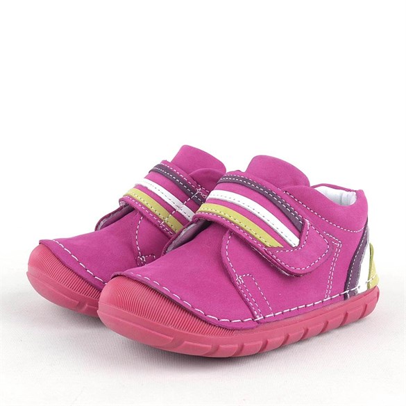 Rakerplus Hakiki Deri Fuşya Tek Cırtlı İlk Adım Kız Bebek Ayakkabısı