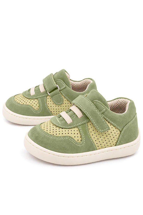 Rakerplus Bob Barefoot Hakiki Deri Cırtlı Lastikli Yeşil Bebek Sneaker Ayakkabı