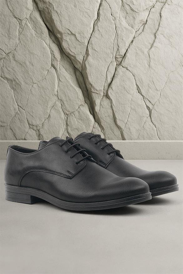 Rakerplus Siyah Mat Bağcıklı Oxford Çocuk Okul Ayakkabısı