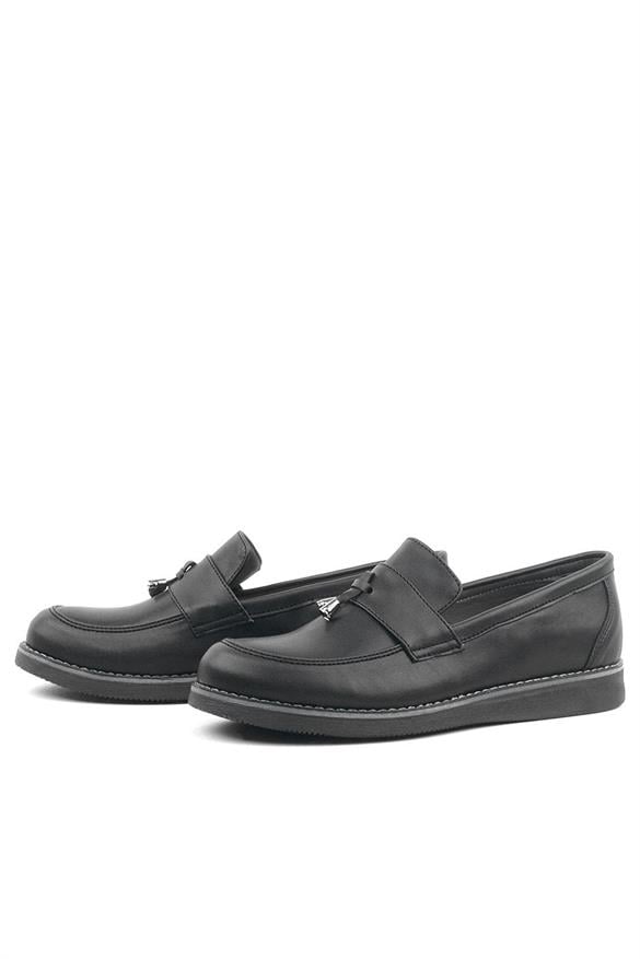 Rakerplus Siyah Mat Loafer Klasik Çocuk Ayakkabısı