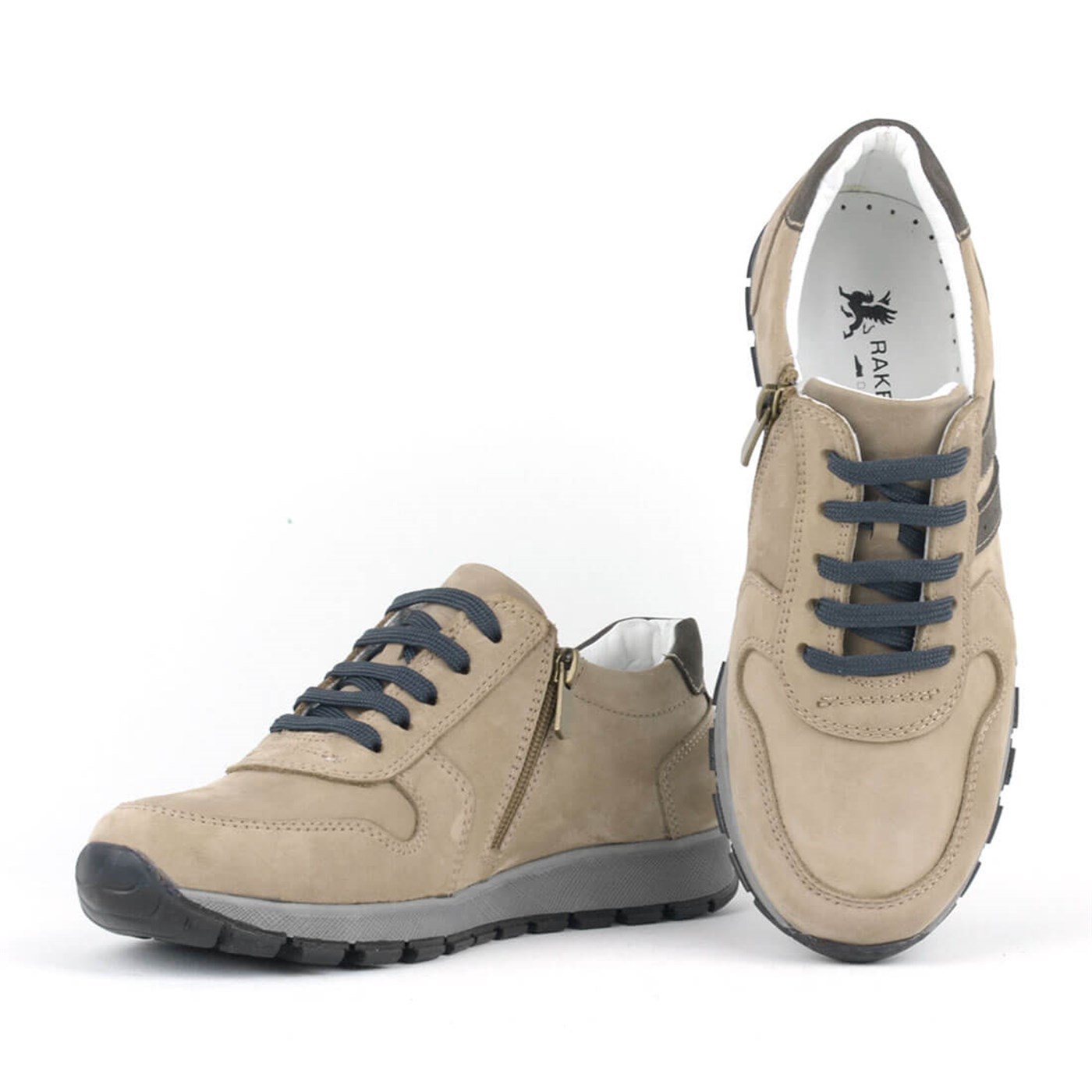Rakerplus® Deri Kum Rengi Fermuarlı Spor Ayakkabı Sneaker