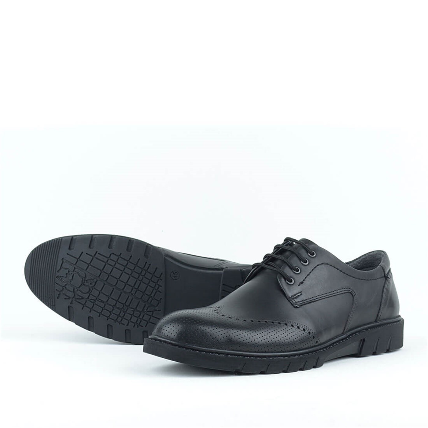 Deri Siyah Büyük Numara Casual Erkek Ayakkabı