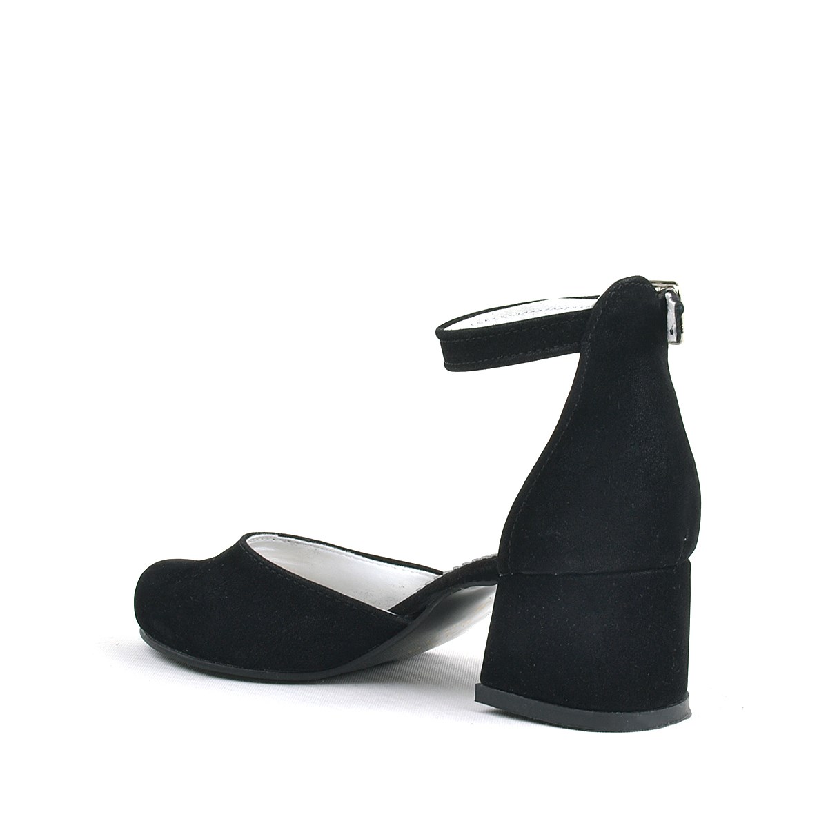 Merida Siyah Süet Kalın Topuklu Kız Çocuk Topuklu Ayakkabı - B630-SN