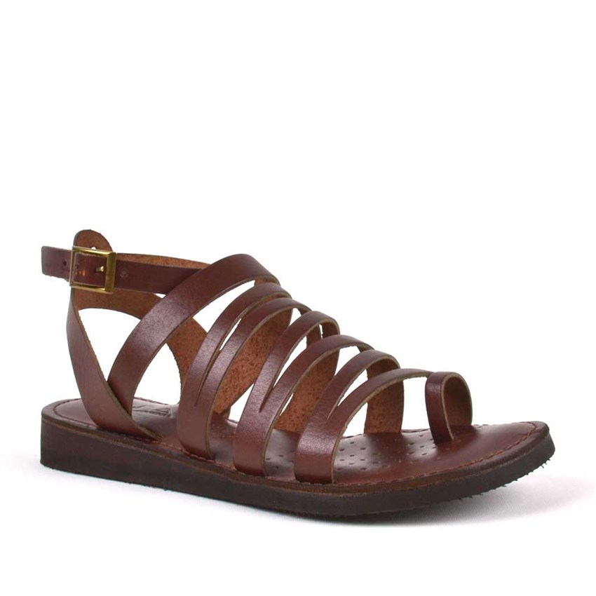 Hakiki Deri Kahverengi Kadın Bodrum Sandalet - B816-K