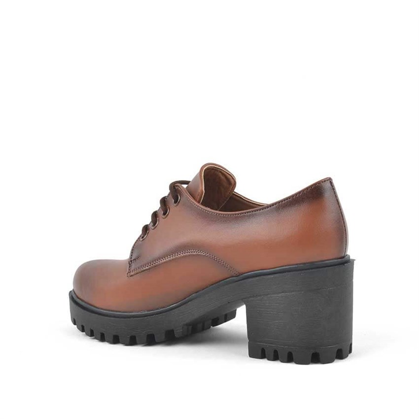 Taba Bağcıklı Topuklu Oxford Kadın Ayakkabı B21700-TAB