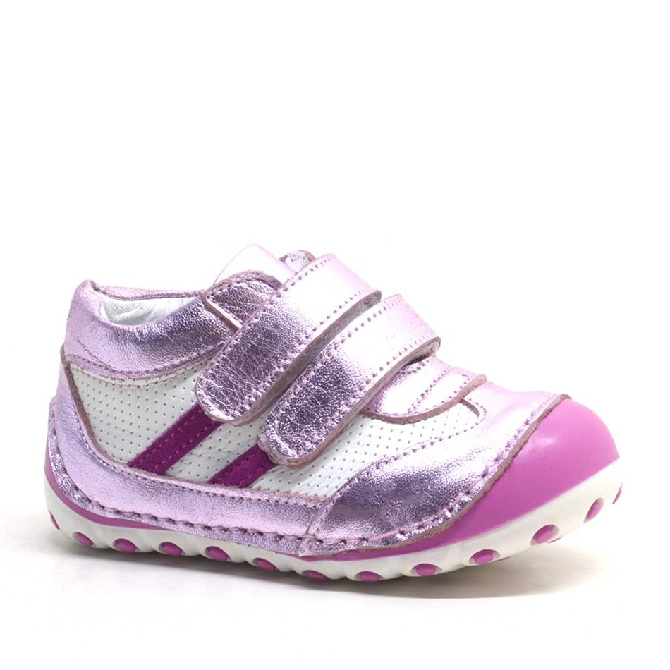 Nino Hakiki Deri Pembe Anatomik Kız İlk Adım Bebek Ayakkabı A120-PLM