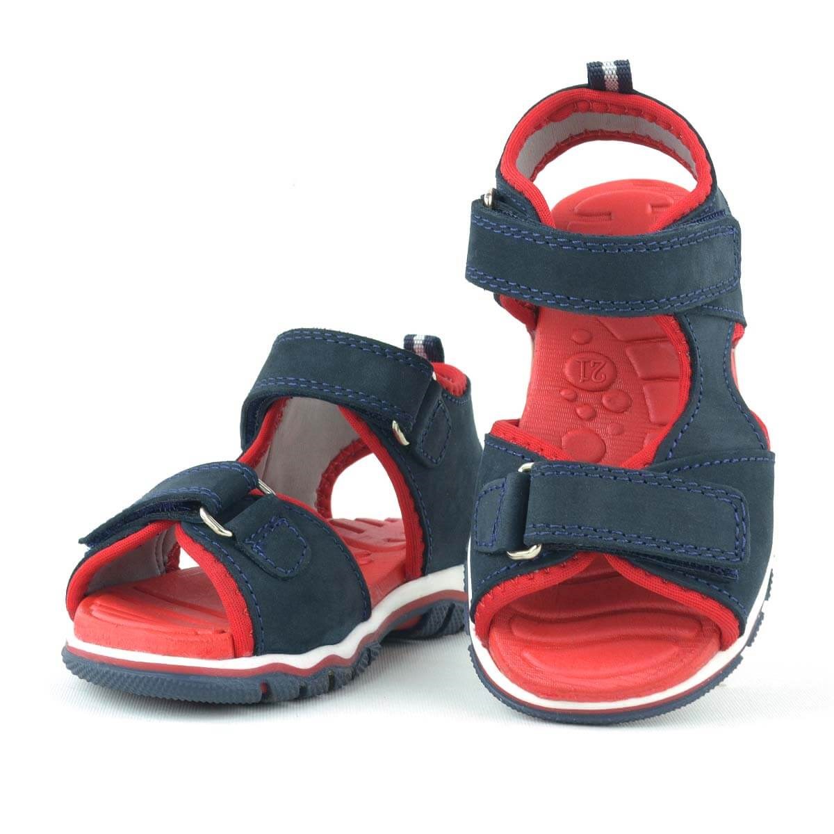 Rakerplus Hakiki Deri Lacivert Cırtlı Bebek Sandaletleri