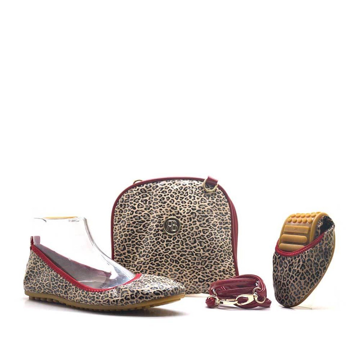Foldable Leopard Pattern Women Babette With Its Portfolio Bag