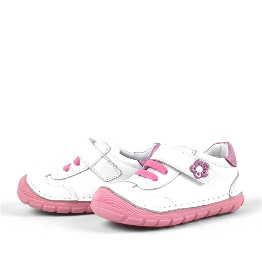 Hakiki Deri Beyaz Anatomik İlk Adım Kız Bebek Ayakkabısı - A90-BP