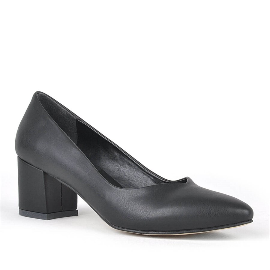 Siyah Kalın Topuklu Kadın Ayakkabı