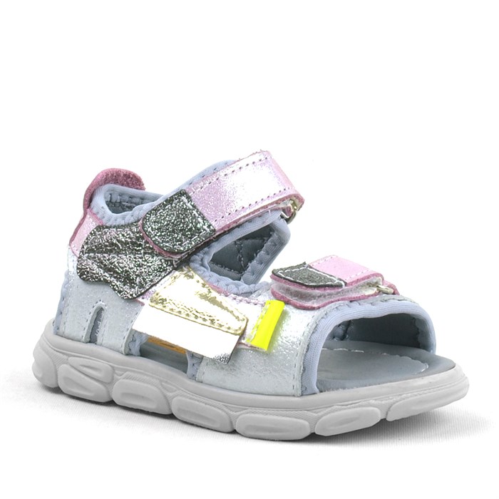 Rakerplus Hakiki Deri Gümüş-Pembe Cırtlı Bebek Sandalet