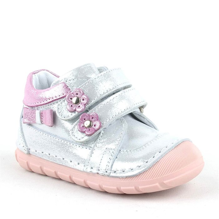 Rakerplus Hakiki Deri Gümüş Simli İlk Adım Kız Bebek Ayakkabısı