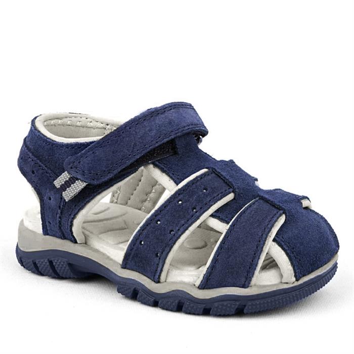 Rakerplus Hakiki Deri Lacivert Cırtlı Bebek Sandalet Ayakkabı