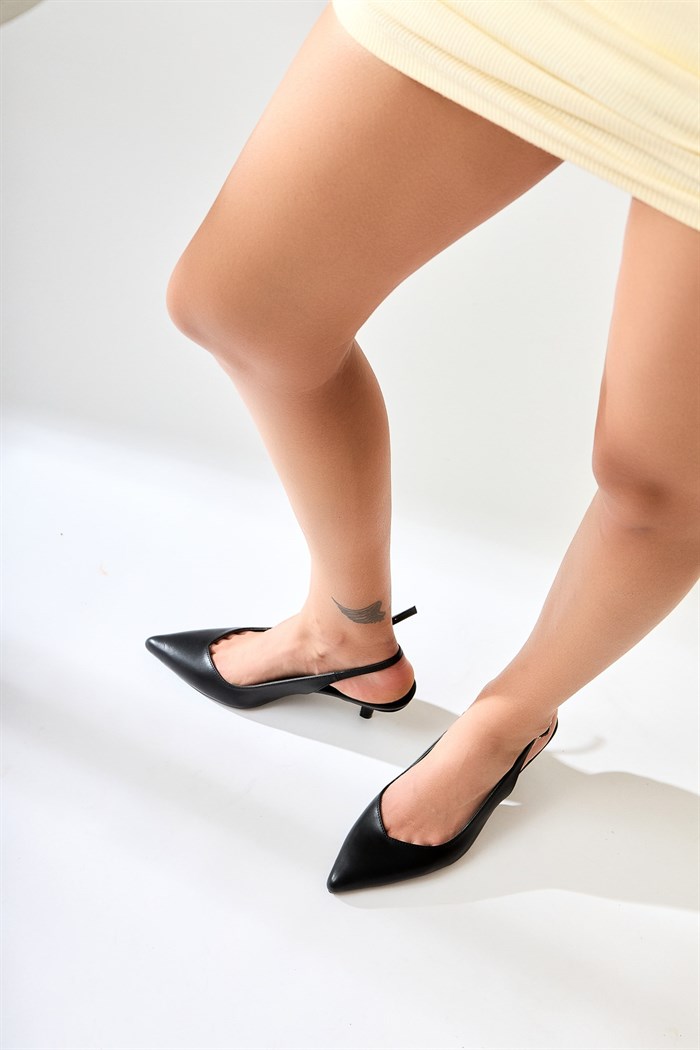 Ressie Siyah Sivri Burunlu Topuklu Ayakkabı
