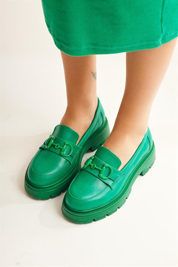 Ann-Lois Yeşil Toka Detaylı Oxford Ayakkabı