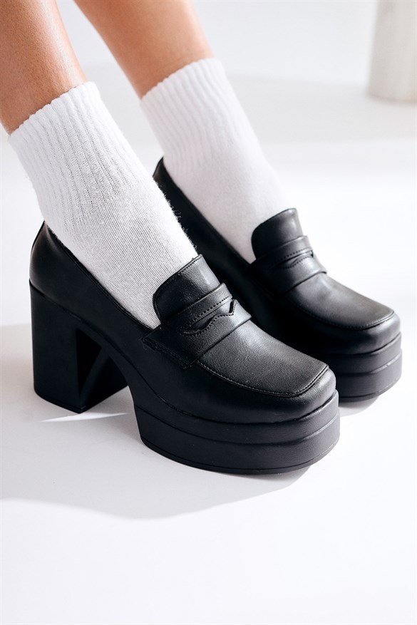 Candace Siyah Topuklu Platformlu Kadın Ayakkabı