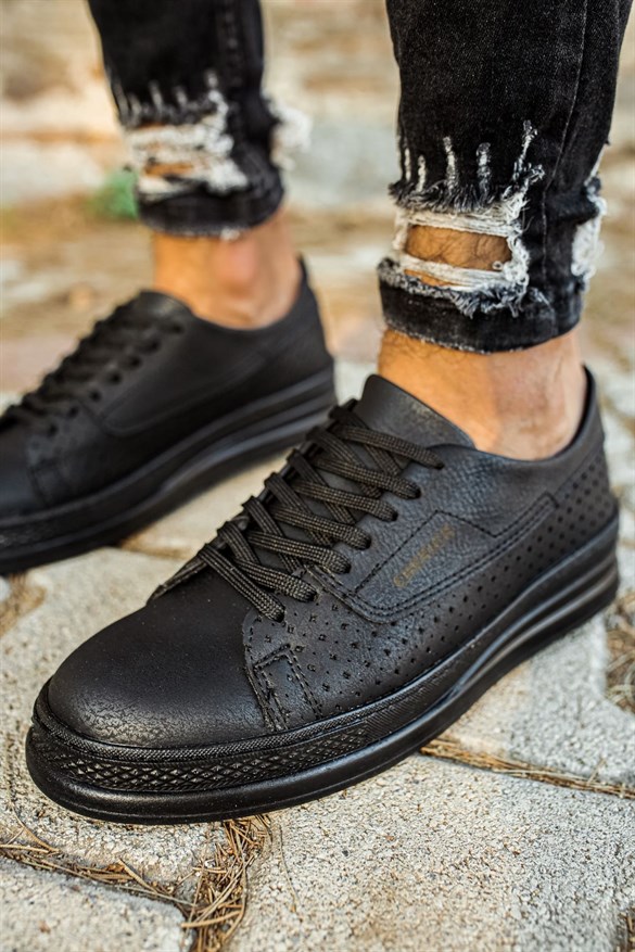 Chekich Lazer Desenli Siyah Taban Erkek Ayakkabı