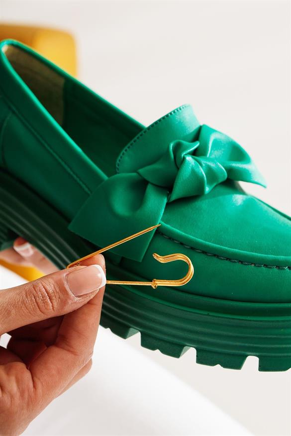 Clarisa Yeşil Fiyonk Detaylı Oxford Ayakkabı