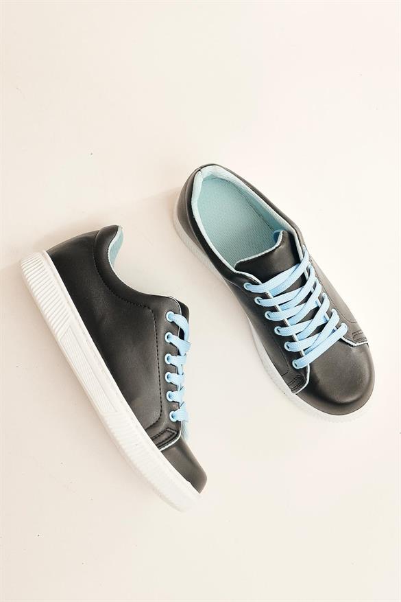 Edwina Siyah Mavi Bağcıklı Sneaker
