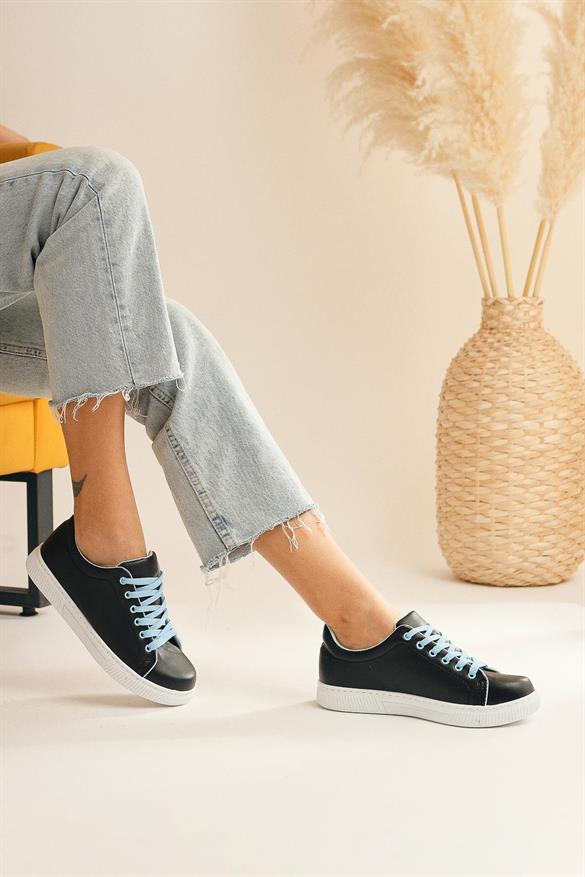 Edwina Siyah Mavi Bağcıklı Sneaker