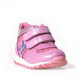 Hakiki Deri Pembe Cırtlı Kız Bebek Spor Ayakkabı