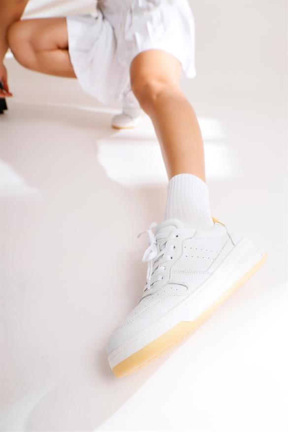 Hakiki Deri Vasty Beyaz Sneakers Spor Ayakkabı