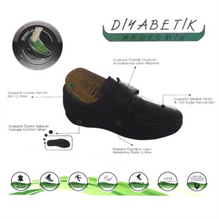 İzderi Deri Diyabetik Anatomik Büyük Numara Erkek Ayakkabı