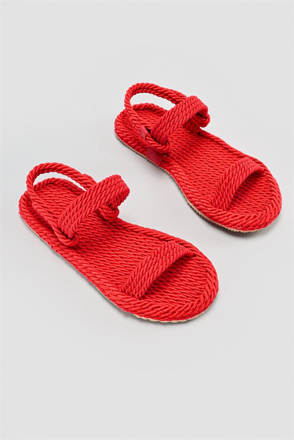 Jeannie Kırmızı Halat Sandalet Basic