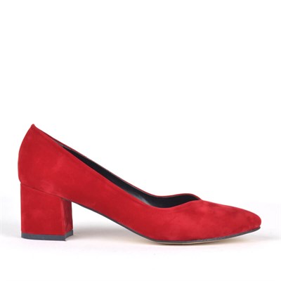 Kırmızı Süet Kadın Topuklu Ayakkabı B2140