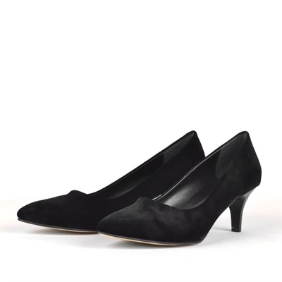Siyah Süet Kadın Topuklu Ayakkabı B2130-SR