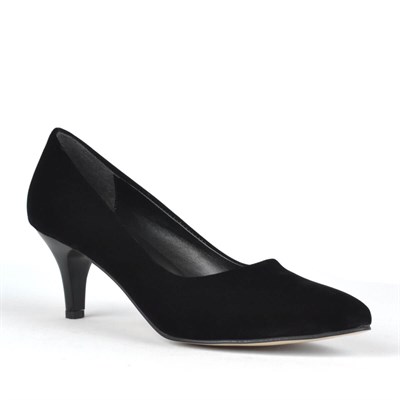 Siyah Süet Kadın Topuklu Ayakkabı B2130-SR